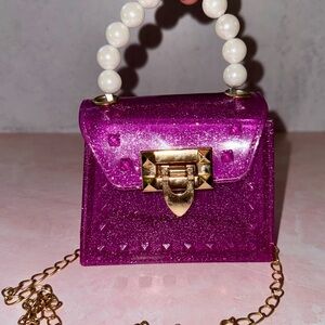 Willow & Ruby Tiny Glitter Jelly Purse with Faux Pearl Handle